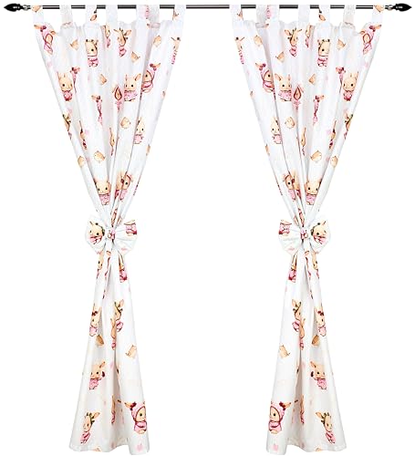 TupTam Kinderzimmer Vorhänge Baby Gardinen mit Schleifen 2er Set, Farbe: Kaninchen/Rosa, Größe: ca. 155x95 cm von TupTam