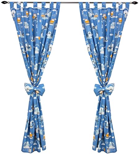 TupTam Kinderzimmer Vorhänge Baby Gardinen mit Schleifen 2er Set, Farbe: Traktoren/Regenbögen/Blau, Größe: ca. 155x95 cm TupTam Kinderzimmer Vorhänge Baby Gardinen mit Schleifen 2er Set, Farbe: Traktoren/Regenbögen/Blau, Größe: ca. 155x95 cm von TupTam