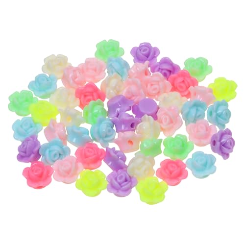 Tupalizy 100 Stück Acryl-Rosen-Perlen, flache Rückseite, Blumen-Cabochons, bunte Abstandshalter für Armbänder, Schmuckherstellung, Halsketten, Ohrringe, Schlüsselanhänger, Rosenkränze, DIY, Basteln von Tupalizy