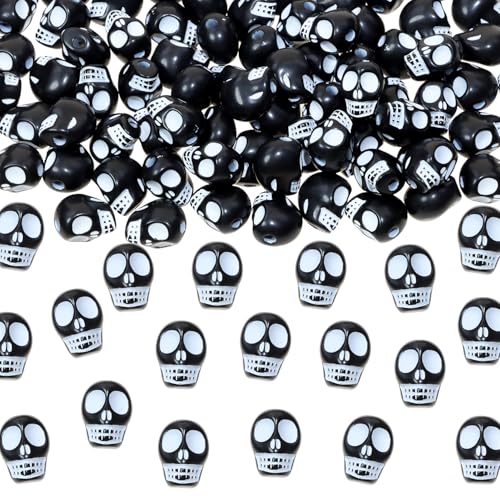 Tupalizy 100 Stück Halloween-Totenkopf-Perlen, Acryl-Skelett-Kopf-Abstandshalter, Perlen, Horror-Geister-Anhänger für Armbänder, Ohrringe, Halsketten, Schmuckherstellung, Schlüsselanhänger, DIY Tupalizy 100 Stück Halloween-Totenkopf-Perlen, Acryl-Skelett-Kopf-Abstandshalter, Perlen, Horror-Geister-Anhänger für Armbänder, Ohrringe, Halsketten, Schmuckherstellung, Schlüsselanhänger, DIY von Tupalizy