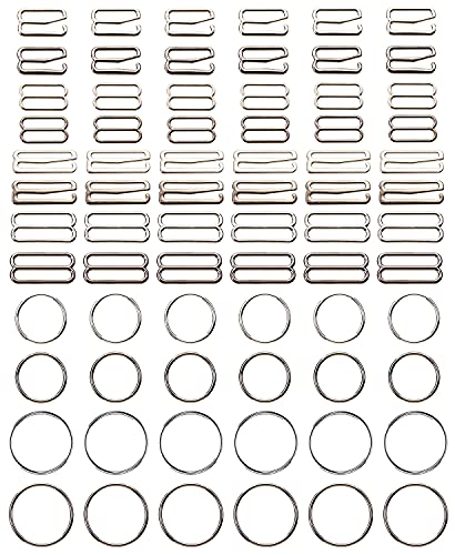 Tupalizy BH-Träger-Haken zum Nähen von Bikini, Bikini, Badeanzug, Tops, Dessous, Ringe, Metall, Clip-Verschluss, Verstellschieber für Slipkleid, 3 Stile, Silber, 18 mm und 25 mm, 72 Stück Tupalizy BH-Träger-Haken zum Nähen von Bikini, Bikini, Badeanzug, Tops, Dessous, Ringe, Metall, Clip-Verschluss, Verstellschieber für Slipkleid, 3 Stile, Silber, 18 mm und 25 mm, 72 Stück von Tupalizy