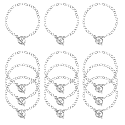 Tupalizy Kettenarmband-Set, Legierung, Kettenglieder mit OT-Knebelverschluss für Damen, Charm-Armbänder, Schmuckherstellung, Bastelprojekte, DIY-Geschenke, Partygeschenke, kleine Unternehmen, Silber von Tupalizy