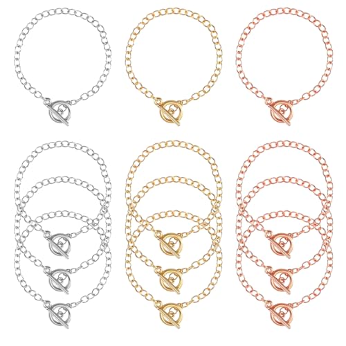 Tupalizy Kettenarmband-Set, Legierung, Kettenglieder mit OT-Knebelverschluss für Damen, Charm-Armbänder, Schmuckherstellung, Bastelprojekte, Geschenke, Partyzubehör, Geschäftsbedarf, Silber, Hellgold Tupalizy Kettenarmband-Set, Legierung, Kettenglieder mit OT-Knebelverschluss für Damen, Charm-Armbänder, Schmuckherstellung, Bastelprojekte, Geschenke, Partyzubehör, Geschäftsbedarf, Silber, Hellgold von Tupalizy