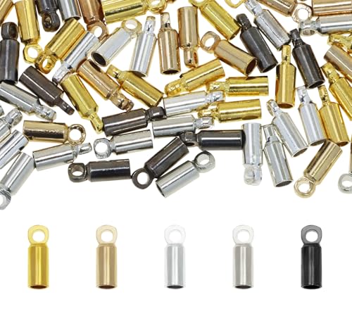 Tupalizy Kordel-Endkappen aus Messing, für Schmuck, Rohrperlen, Verbindungsstücke für 2 mm Seil, Lederschnur, Draht, Armbänder, Halsketten, Schmuckherstellung, Karabinerverschlüsse, Biegeringe zum von Tupalizy