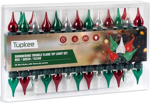 Tupkee Weihnachten Zufällige Schimmernde Twinkle Flame Tip Light Set - 8 von 50 Lichtern Twinkle - 50 rote, grüne & klare Mini-Glühbirnen mit Tropfenabdeckungen - Indoor Outdoor - Holiday Decor Tupkee Weihnachten Zufällige Schimmernde Twinkle Flame Tip Light Set - 8 von 50 Lichtern Twinkle - 50 rote, grüne & klare Mini-Glühbirnen mit Tropfenabdeckungen - Indoor Outdoor - Holiday Decor von Tupkee