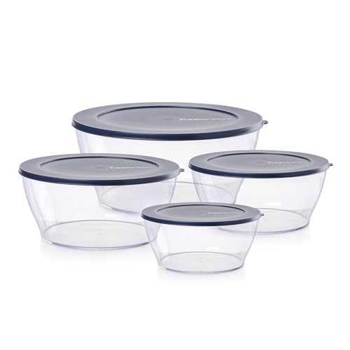 Tupperware Crystal Clear Store & Serve Collection Clearly Elegant 8-teiliges Tritan/Copolyester Frischhaltedosen-Set, spülmaschinenfest und BPA-frei (4 Schüsseln, 4 Deckel) von Tupperware