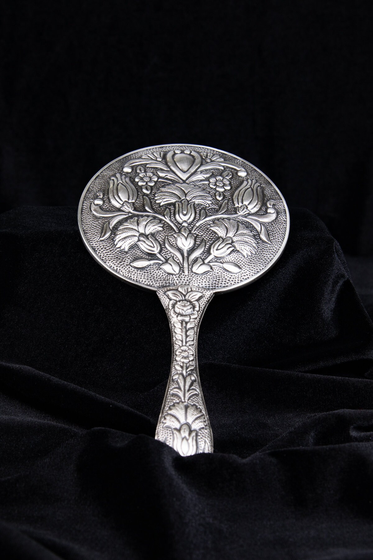 925 Ayar Gümüş Lotus Çiçeği Özel Tasarım El Aynası von TuranSilver