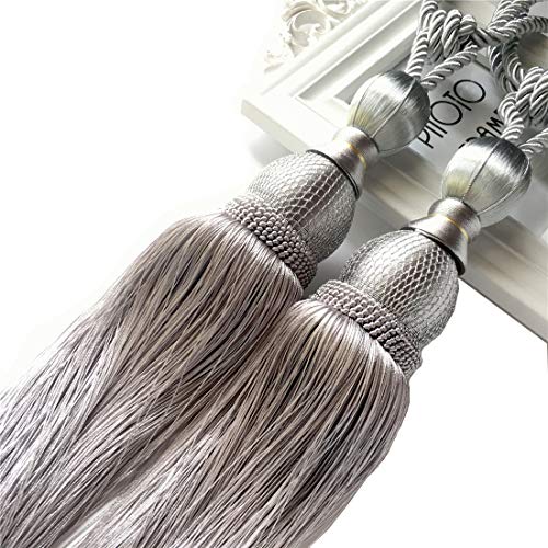 1 Paar Raffhalter mit Quaste, Hand stricken geflochten Draperie Raffhalter, Seil Kordel 1 Pair silber von Turbokey