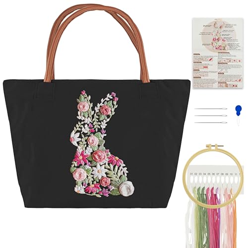 Turmaster Sticken Set Erwachsene mit Canvas Tote Bag, Stick Set Erwachsene Anfänger mit Hasenmuster, Stickrahmen,Fäden,Nadeleinfädler Und DIY Stickerei Werkzeuge,Schwarz Turmaster Sticken Set Erwachsene mit Canvas Tote Bag, Stick Set Erwachsene Anfänger mit Hasenmuster, Stickrahmen,Fäden,Nadeleinfädler Und DIY Stickerei Werkzeuge,Schwarz von Turmaster