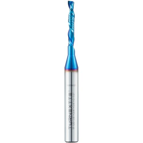 Turnextte O Flute Compression Cut Spiralfräser für CNC, 0,3 cm Schnittdurchmesser, 3/4 Zoll Schnittlänge, 1/4 Zoll Schaft mit Nanobeschichtetem Hartmetall Einzelrille Schaftfräser für Turnextte O Flute Compression Cut Spiralfräser für CNC, 0,3 cm Schnittdurchmesser, 3/4 Zoll Schnittlänge, 1/4 Zoll Schaft mit Nanobeschichtetem Hartmetall Einzelrille Schaftfräser für von Turnextte