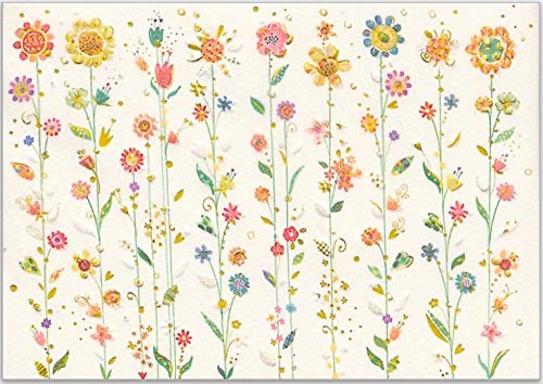Hochwertige Blumen-Karte von Turnowsky mit für verschiedene Anlässe. Relief-Klappkarte zum Beschriften mit Umschlag mit glitzernden bunten Blumen von Turnowsky