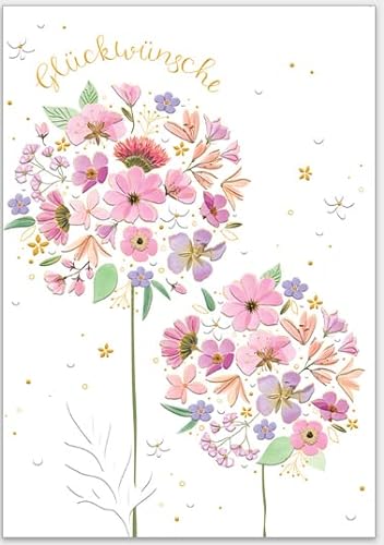 Hochwertige Grußkarte mit schönem Blumenstrauß von Turnowsky. Relief-Klappkarten zum Beschriften mit Umschlag von Turnowsky