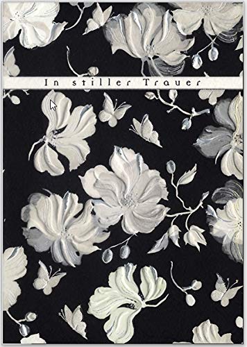 Hochwertige Trauerkarte"In stiller Trauer" von Turnowsky mit weißen Oleander-Blüten. Relief-Klappkarten zum Beschriften mit Umschlag von kidsnado