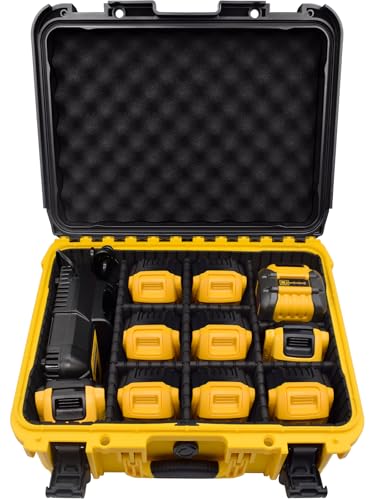 Batteriegehäuse für Dewalt Akku - Extra große harte Aufbewahrungsbox mit verstellbaren Trennwänden für Dewalt 12 V/20 V/60 V Akku und Ladegerät, langlebiger ProtectiveTool Akku-Organizer für Dewalt von Turokacase