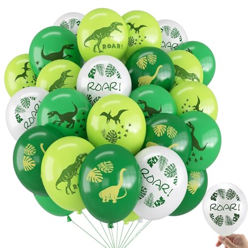 30 Stück Dinosaurier-Luftballons für Jungen, 30,5 cm, grün-weiße Dinosaurier-Latex-Luftballons, Dinosaurier-Geburtstagsdekorationen, Party-Ballons für Dschungel-Dinosaurier-Themen-Dekoration für 30 Stück Dinosaurier-Luftballons für Jungen, 30,5 cm, grün-weiße Dinosaurier-Latex-Luftballons, Dinosaurier-Geburtstagsdekorationen, Party-Ballons für Dschungel-Dinosaurier-Themen-Dekoration für von TuseRxln