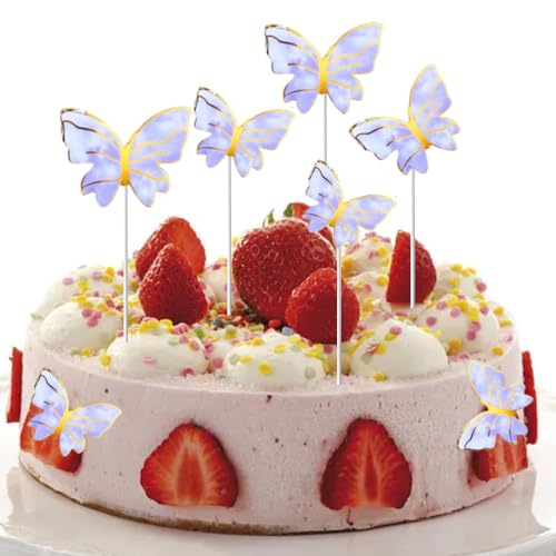 30 Stück Schmetterlings-Kuchendekorationen, violetter Schmetterling, personalisierbar, 3D-Schmetterling-Kuchenaufsatz für Mädchen und Frauen, Geburtstagsdekorationen, Lebensmitteldekorationen 30 Stück Schmetterlings-Kuchendekorationen, violetter Schmetterling, personalisierbar, 3D-Schmetterling-Kuchenaufsatz für Mädchen und Frauen, Geburtstagsdekorationen, Lebensmitteldekorationen von TuseRxln