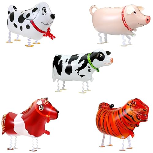 Helium-Luftballons mit Tiermotiven, Holzstäbchen zum Basteln, Luftballons, Aluminiumfolie, Helium-Ballons, Geburtstag für Kinder, Luftballons, Tiermotive, Geburtstagsparty-Dekorationen, 5 Stück Helium-Luftballons mit Tiermotiven, Holzstäbchen zum Basteln, Luftballons, Aluminiumfolie, Helium-Ballons, Geburtstag für Kinder, Luftballons, Tiermotive, Geburtstagsparty-Dekorationen, 5 Stück von TuseRxln