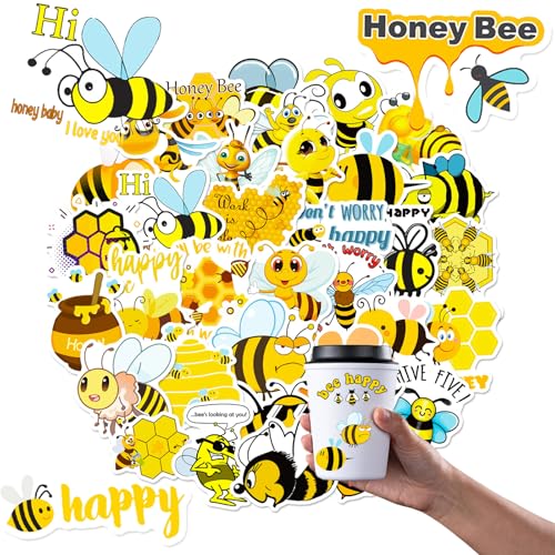 Kleine Biene Aufkleber Bee Sticker Set, 50 Stück Sticker Biene, Wasserfester Vinylaufkleber, Niedlich Deko, DIY dekorative Aufkleber, für Laptops, Wasserflaschen, Handyzubehör, Fenster, Helme. Kleine Biene Aufkleber Bee Sticker Set, 50 Stück Sticker Biene, Wasserfester Vinylaufkleber, Niedlich Deko, DIY dekorative Aufkleber, für Laptops, Wasserflaschen, Handyzubehör, Fenster, Helme. von TuseRxln