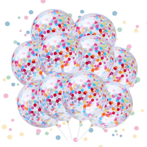 Konfetti Bunt Regenbogen Geburtstag Luftballons, 25 Stück Konfetti Ballon Set 12 Zoll Helium Ballons Geburtstagsdeko für Kinder Geburtstagsfeiern und Neujahr, Babyparty Dekorationen von TuseRxln