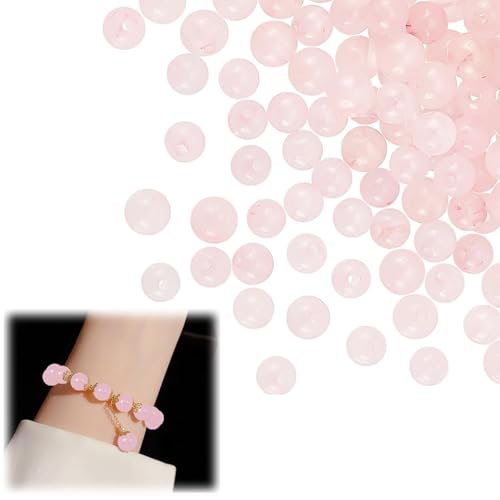 Rosa Bergkristall Perlen für Armbänder, ca. 200 Stück 4mm Imitierte Jade-Glasperlen, Runde lose Perlen, Geeignet für die Herstellung von DIY-Schmuck wie Armbändern und Halsketten. von TuseRxln