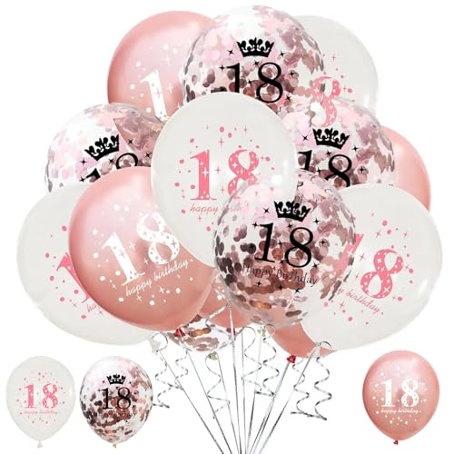 Roségold 18 Geburtstag Dekorationen, Geburtstagsballons für Frauen, 18 Konfetti Jubiläum Geburtstag Party Dekorationen für Mädchen Jungen Geburtstag Jubiläum Party Supplies Roségold 18 Geburtstag Dekorationen, Geburtstagsballons für Frauen, 18 Konfetti Jubiläum Geburtstag Party Dekorationen für Mädchen Jungen Geburtstag Jubiläum Party Supplies von TuseRxln