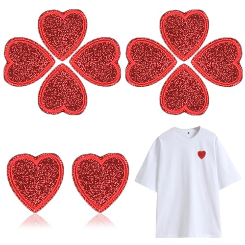Rot Herz Bestickte Patches, Nähflecken für Kleidung, DIY-Dekorationszubehör, 10 Stück Herz Patches für Kleidung, Hüte, Rucksäcke von TuseRxln
