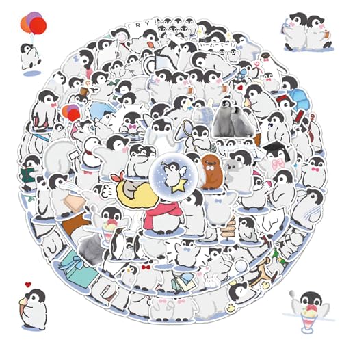 Süße Vinyl Wasserdicht Pinguine Aufkleber, 100 Stücke Pinguine Sticker Set für Auto Laptop Computer, Geschenk für Kinder Teenager Erwachsene Jungen von TuseRxln