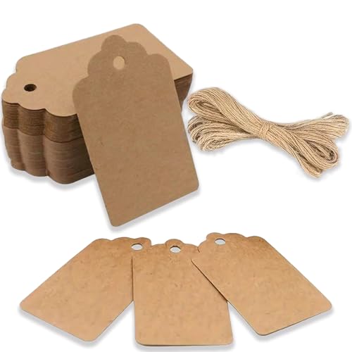 TuseRxln Etiketten Geschenkanhänger Kraftpapier Preisschilder, 100 Stück Kraftpapier Etiketten Tags und 20 Meter Juteschnur, für Basteln Weihnachts Hochzeits Geschenke. TuseRxln Etiketten Geschenkanhänger Kraftpapier Preisschilder, 100 Stück Kraftpapier Etiketten Tags und 20 Meter Juteschnur, für Basteln Weihnachts Hochzeits Geschenke. von TuseRxln