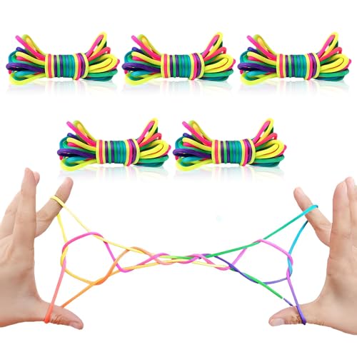 TuseRxln Rainbow Ropes Fadenspiel Twist Fingerspiel, 5 Stück 1 Meter Finger Twist Fadenspiel für Kinder, Rainbow Rope, Fingerspiel für Jungen und Mädchen ab 5 Jahre, ideal als kleines Geschenk TuseRxln Rainbow Ropes Fadenspiel Twist Fingerspiel, 5 Stück 1 Meter Finger Twist Fadenspiel für Kinder, Rainbow Rope, Fingerspiel für Jungen und Mädchen ab 5 Jahre, ideal als kleines Geschenk von TuseRxln