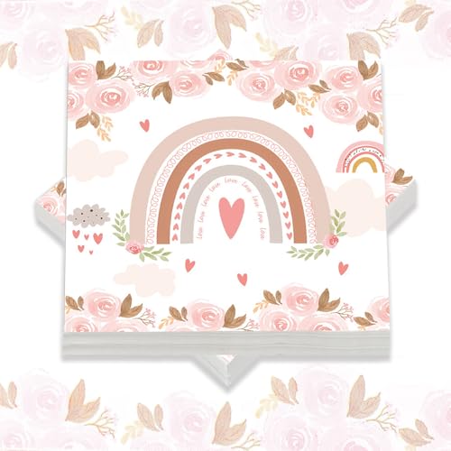 TuseRxln Regenbogen Servietten Geburtstag Deko, 40 Stück 33 x 33 cm Boho Servietten Regenbogen, Blumen Papierservietten, Schöne Papierservietten, Geburtstag Party Tischdeko. TuseRxln Regenbogen Servietten Geburtstag Deko, 40 Stück 33 x 33 cm Boho Servietten Regenbogen, Blumen Papierservietten, Schöne Papierservietten, Geburtstag Party Tischdeko. von TuseRxln