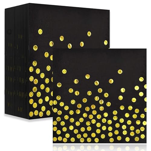 TuseRxln Servietten Schwarz Gold Geburtstag, 40 Stück 33 x 33 cm Happy Birthday Servietten Schwarz Gold Geburtstag, Cocktailservietten, Papierserviette Deko für Junge Mädchen Geburtstag Party Deko. TuseRxln Servietten Schwarz Gold Geburtstag, 40 Stück 33 x 33 cm Happy Birthday Servietten Schwarz Gold Geburtstag, Cocktailservietten, Papierserviette Deko für Junge Mädchen Geburtstag Party Deko. von TuseRxln