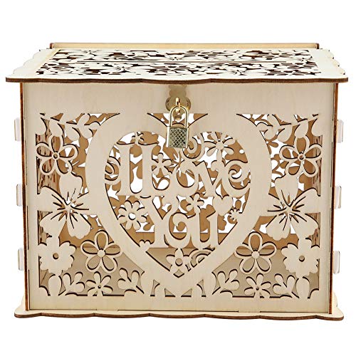 ohcoolstule Karten-Box, 25 cm, Vintage-Eventkartenbox, Hochzeitskartenbox mit Schlüssel, DIY-Geldgeschenkbox für Hochzeit, Empfang, Hochzeitsbedarf von Tusina