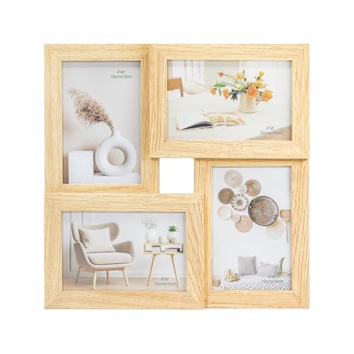 Tutee Bilderrahmen 10x15cm,4 StüCk,Collage Fotorahmen FüR Mehrere Fotos Mehrfach Photo Frame Collagen Fotocollage Picture,Fotorahmen(Helles Holz Tutee Bilderrahmen 10x15cm,4 StüCk,Collage Fotorahmen FüR Mehrere Fotos Mehrfach Photo Frame Collagen Fotocollage Picture,Fotorahmen(Helles Holz von Tutee