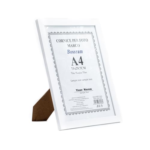 Tutee Bilderrahmen Din A4 21x29.7cm，Holz Robuster Mdf Rahmen, Ideal FüR Fotos Und Zertifikate, Aus klarem Glas (Weiß) von Tutee