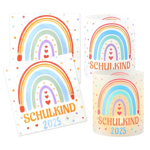32 Stück Servietten Einschulung Regenbogen und 12 Windlicht Tischdeko, Schulkind 2025 Mädchen Junge Tischdeko Einschulung Deko Schulanfang Deko Kinder 32 Stück Servietten Einschulung Regenbogen und 12 Windlicht Tischdeko, Schulkind 2025 Mädchen Junge Tischdeko Einschulung Deko Schulanfang Deko Kinder von Tutukyle