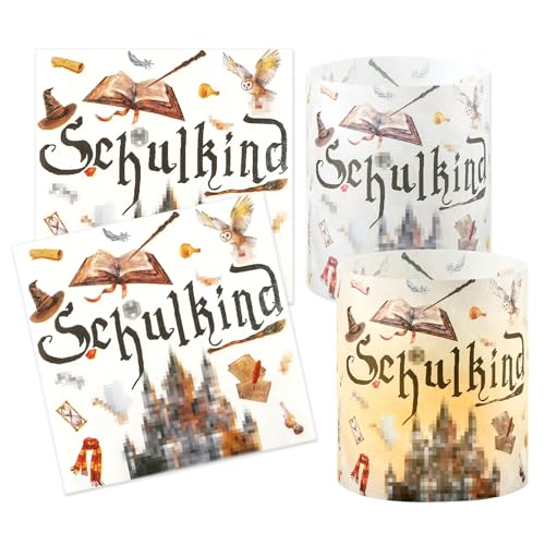 32 Stück Servietten Einschulung Wizard und 12 Magical Windlicht Tischdeko, Schulkind Magic Theme Tischdeko Einschulung Deko 2025 Schulanfang Deko Mädchen Junge Kinder 32 Stück Servietten Einschulung Wizard und 12 Magical Windlicht Tischdeko, Schulkind Magic Theme Tischdeko Einschulung Deko 2025 Schulanfang Deko Mädchen Junge Kinder von Tutukyle