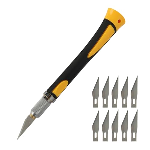 Bastelmesser Set Mit Softgriff Und 10 Ersatzklingen, Cutter Basteln & Cuttermesser Für Papier, Leder Messer & Plexiglas Schneider, Präzisions-Trimmmesser Set Für Modellbau, Handwerk Und DIY Bastelmesser Set Mit Softgriff Und 10 Ersatzklingen, Cutter Basteln & Cuttermesser Für Papier, Leder Messer & Plexiglas Schneider, Präzisions-Trimmmesser Set Für Modellbau, Handwerk Und DIY von Tuwonwa