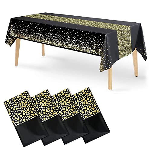 Einweg-Plastik Tischdecken, 4 Pack Schwarze und goldene Pailletten Tischdecke 54 "x 108" Party Tisch Abdeckung Tischläufer für Rechtecktische bis zu 8 ft und Geburtstagshochzeit Weihnachten Neujahr Einweg-Plastik Tischdecken, 4 Pack Schwarze und goldene Pailletten Tischdecke 54 "x 108" Party Tisch Abdeckung Tischläufer für Rechtecktische bis zu 8 ft und Geburtstagshochzeit Weihnachten Neujahr von Tuxiaobu
