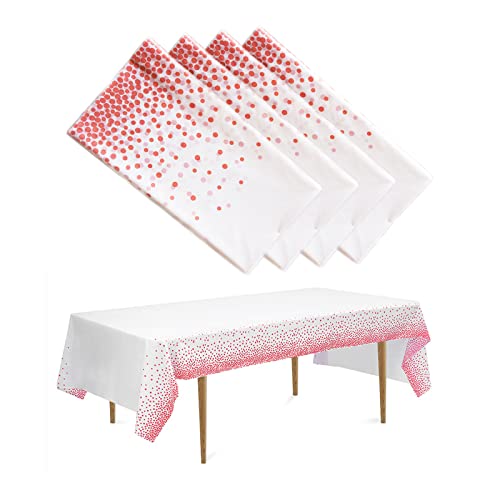 Einweg Plastik Tischdecken, Tischflagge 4 Packungen weiße und rosa 54 * 108" bis zu 8 ft von Tuxiaobu