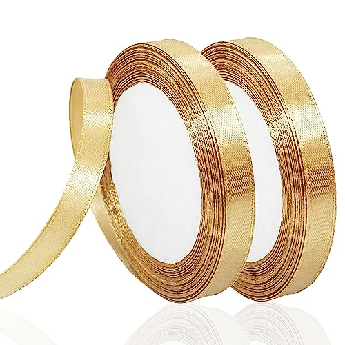 Goldenes Satinband mit goldenen Kanten - 2er-Pack 0,39 Zoll * 24 Yd Polyesterband - goldene Stoffbänder zum Verpacken von Geschenken, Hochzeiten, Eheversprechen, Blumenarrangements und zum Basteln Goldenes Satinband mit goldenen Kanten - 2er-Pack 0,39 Zoll * 24 Yd Polyesterband - goldene Stoffbänder zum Verpacken von Geschenken, Hochzeiten, Eheversprechen, Blumenarrangements und zum Basteln von Tuxiaobu