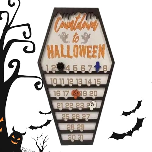 Tuxuseo Halloween Countdown Kalender Dekoration | Deko Wandschild,Holz Halloween Countdown Tischdekoration für Feiertagsvorbereitung Schlafzimmer Wohnzimmer Klassenzimmer von Tuxuseo