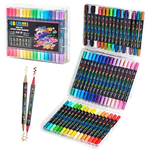 Tuxuseo Malstifte Zum Ausmalen | Marker | 48 Farben Malset Mit Fein- Und Pinselspitze Für Kunstprojekte Auf Holz, Und Stoff Tuxuseo Malstifte Zum Ausmalen | Marker | 48 Farben Malset Mit Fein- Und Pinselspitze Für Kunstprojekte Auf Holz, Und Stoff von Tuxuseo