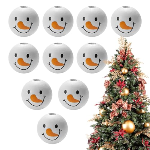 Tuxuseo Schnee-mann Holzperlen Mit Gesicht | Weihnachten Weihnachtsdeko Holz Weihnachtsperlen Deko Perlen Girlande D-IY Zum Basteln Party De-kor von Tuxuseo