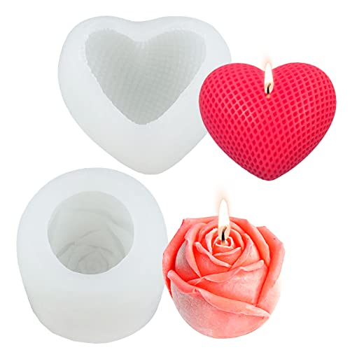 2 Stück Kerzenform Rosen Herz Kerzenformen zum Gießen 3D Silikonform Herz DIY Blumen Kerzen Formen Silikon Liebe Rose Kerzengießformen für Kerze Seifen Fondant Schokoladen Mousse Kuchen Dekoration 2 Stück Kerzenform Rosen Herz Kerzenformen zum Gießen 3D Silikonform Herz DIY Blumen Kerzen Formen Silikon Liebe Rose Kerzengießformen für Kerze Seifen Fondant Schokoladen Mousse Kuchen Dekoration von Tuxuzal