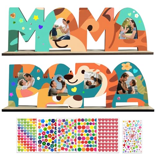 MAMA PAPA Geschenk Geburtstag Holzbuchstaben Bastelset Bilderrahmen Papa Mama Holz Bilderrahmen zum Bemalen, Holz Buchstaben Bemalen Kinder Bastelset mit Aufklebern MAMA PAPA Geschenk Geburtstag Holzbuchstaben Bastelset Bilderrahmen Papa Mama Holz Bilderrahmen zum Bemalen, Holz Buchstaben Bemalen Kinder Bastelset mit Aufklebern von Tuxuzal