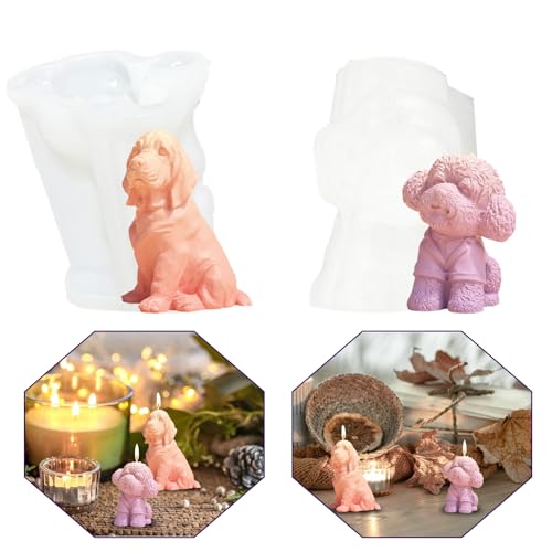 2 Stück Silikonformen Gießformen Tiere Kerzenform Silikon Gießform Hund 3d Tiere Silikonform Hund Epoxidharz Formen Tiere Seifenform Silikon Hundeform Gipsform Kerzenform zum Gießen von Tuxuzal