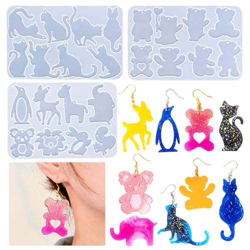 3 Stück Epoxidharz Silikonform Anhänger Silikonform Tiere Gießform Katze Epoxidharz Form Anhänger Gießform Bär Tiere Harzform für Ohrringe Schmuck Schlüsselanhänger Anhänger Silikon Tiere DIY Handwerk 3 Stück Epoxidharz Silikonform Anhänger Silikonform Tiere Gießform Katze Epoxidharz Form Anhänger Gießform Bär Tiere Harzform für Ohrringe Schmuck Schlüsselanhänger Anhänger Silikon Tiere DIY Handwerk von Tuxuzal