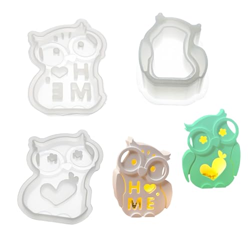 3 Stück Silikonformen Gießformen Eule Gipsform zum Gießen Eule Silikonform Tiere Gießform Silikon Form Herbst Halloween Handwerk für Mini LED Ballonlichter Teelichter Kerzenhalter Haus Dekoration von Tuxuzal