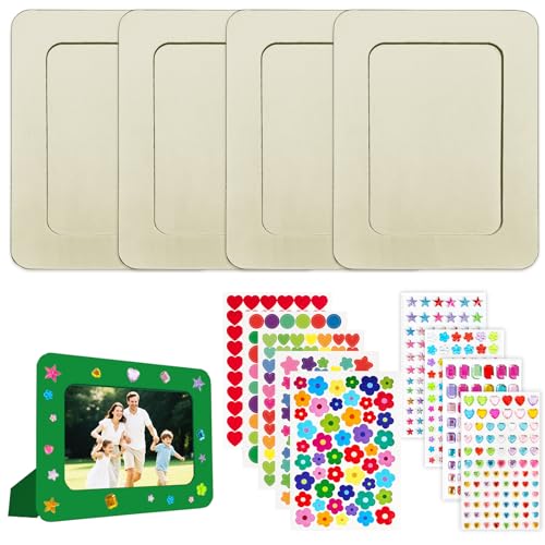 4 Stück Holz Bilderrahmen Bastelset Rechteckige Bilderrahmen zum Bemalen, Kinder Fotorahmen Basteln Set mit Selbstklebende Glitzerstein Sticker, DIY Holzbilderrahmen für Geschenke Geburtstag Jahrestag 4 Stück Holz Bilderrahmen Bastelset Rechteckige Bilderrahmen zum Bemalen, Kinder Fotorahmen Basteln Set mit Selbstklebende Glitzerstein Sticker, DIY Holzbilderrahmen für Geschenke Geburtstag Jahrestag von Tuxuzal