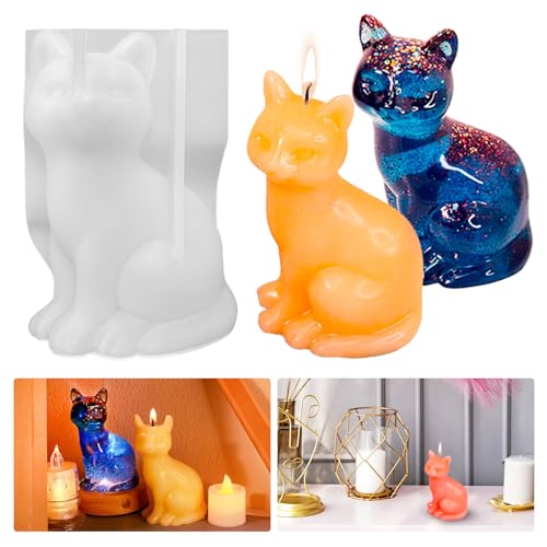 Silikonform Katze Kerzenform Silikon Katzen Gießform für Kerzen, Epoxidharz Form Tiere Silikonform Gießform Kätzchen Seifenform Gipsform Harzform Tiere Kerzenform zum Gießen von Tuxuzal
